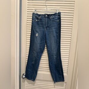 Vintage Straight Jeans size 27 with darker blue stripe at outside leg seam